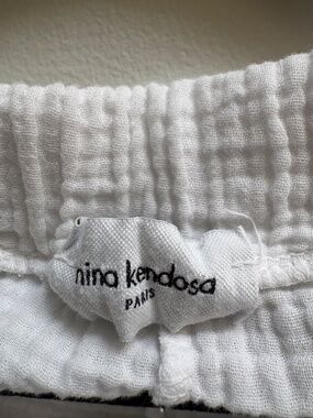 Nina Kendosa Paris White Cotton Gauze Pants Made in Italy
